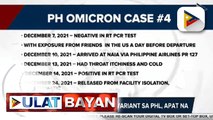 DOH: Kaso ng Omicron variant sa Pilipinas, apat na; OCTA: Holiday season, posibleng dahilan sa bahagyang pagtaas ng kaso ng COVID-19