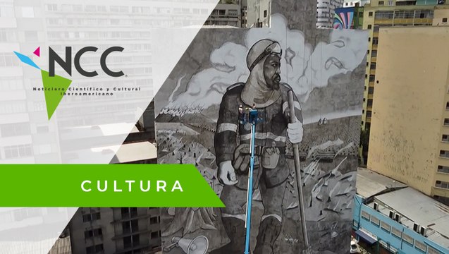 Un artista brasileño creó un mural con cenizas de los incendios del Amazonas