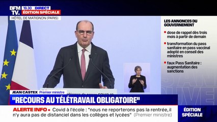Covid-19: Jean Castex veut "faire peser le plus possible la contrainte sur les non-vaccinés"