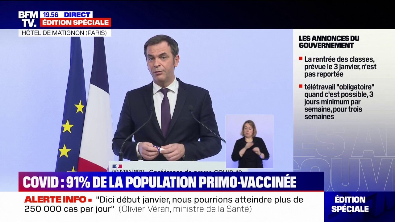"N'hésitez pas à vous faire vacciner si vous êtes enceinte, c'est plus que possible, c'est recommandé" assure Olivier Véran