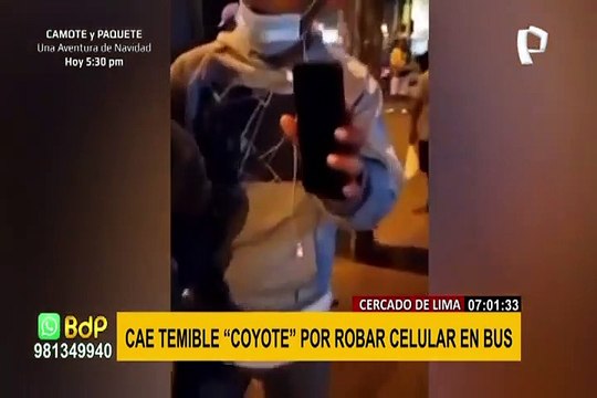 Cae delincuente que robaba celulares en buses de transporte público en Cercado
