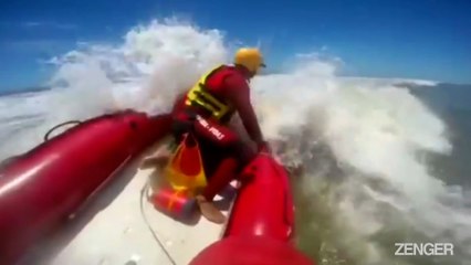 Sao Paulo Firefighters In Dinghy Rescue Man Stranded At Sea.mp4