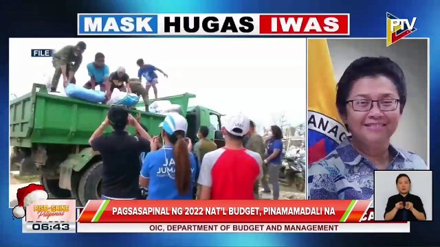 DBM: Panukalang 2022 national budget, inaasahang malalagdaan na ni Pres. Duterte ngayong linggo; Ayuda para sa mga nasalanta ng bagyong Odette, ‘di maaantala