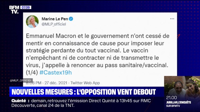 L'opposition vent debout après les annonces des nouvelles mesures sanitaires