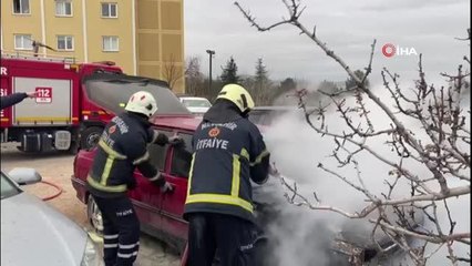 Park halindeki araç cayır cayır yandı