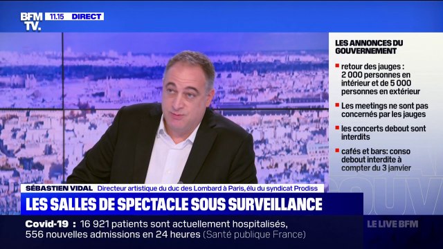 Nouvelles restrictions dans les salles de spectacles: pour Sébastien Vidal, élu du syndicat Prodiss, c'est un vrai un coup de massue