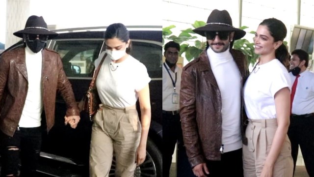 Deepika Padukone और Ranveer singh ने मीडिया के सामने एयरपोर्ट पर दिए Romantic Pose | FilmiBeat