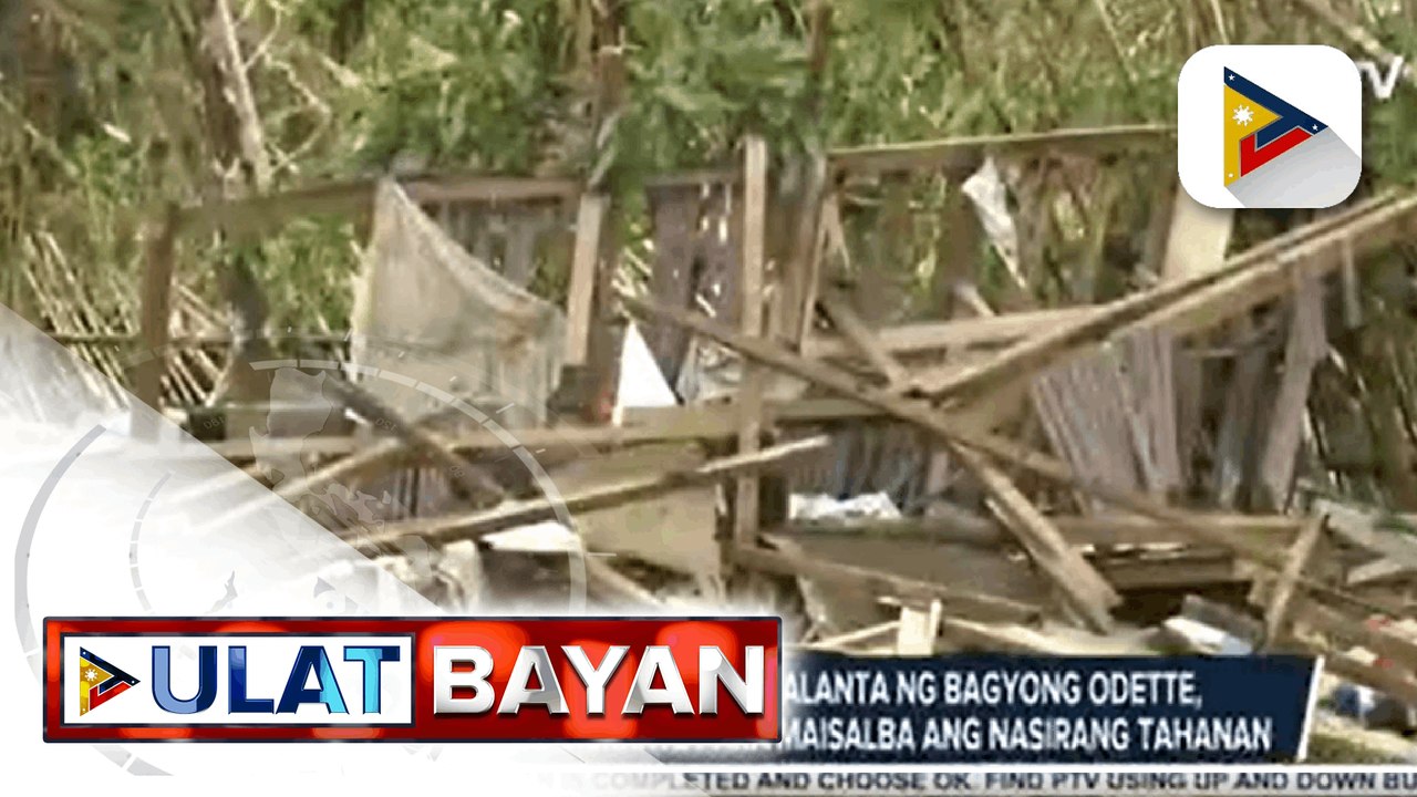 Mga taga-Palawan na nasalanta ng Bagyong Odette, kanya-kanyang diskarte para maisalba ang nasirang tahanan; Tulong pinansyal sa mga nasalanta ng bagyo sa Palawan, inihahanda na ng Palawan LGU