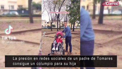 La presión en redes sociales de un padre de Tomares consigue un columpio