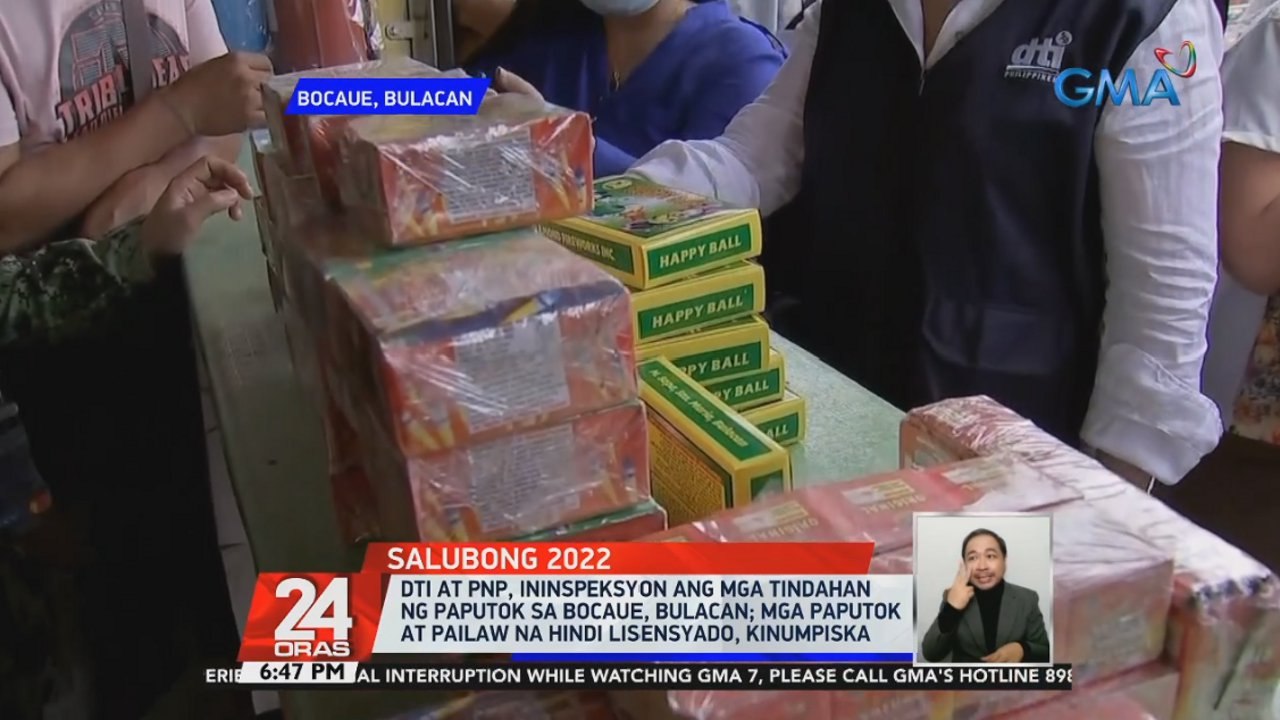 DTI at PNP, ininspeksyon ang mga tindahan ng paputok sa Bocaue, Bulacan; Mga paputok at pailaw na hindi lisensyado, kinumpiska | 24 Oras