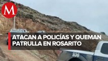 Asesinan a dos personas tras ataque a policías y quema de patrulla en Baja California