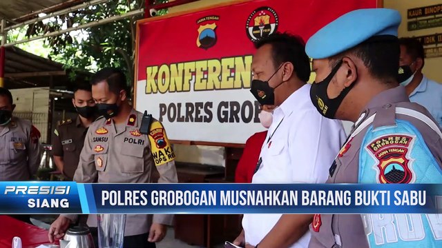 Polres Grobogan Lakukan Pemusnahan Barbuk Narkotika Sabu di Halaman Sat Narkoba Polres Grobogan