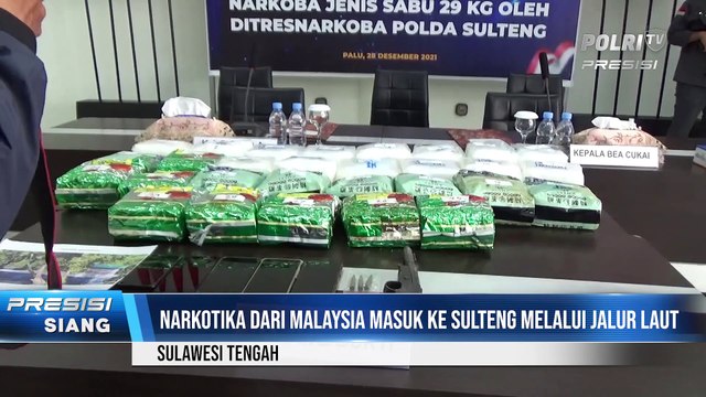 Penghujung 2021, Polda Sulteng Gagalkan Penyelundupan Sabu 29 Kg