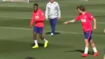 Atlético - Griezmann et Lemar tout sourire à l'entraînement