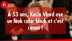 FEMME ACTUELLE - À 53 ans, Karin Viard ose un look color block en rose et violet vraiment canon !