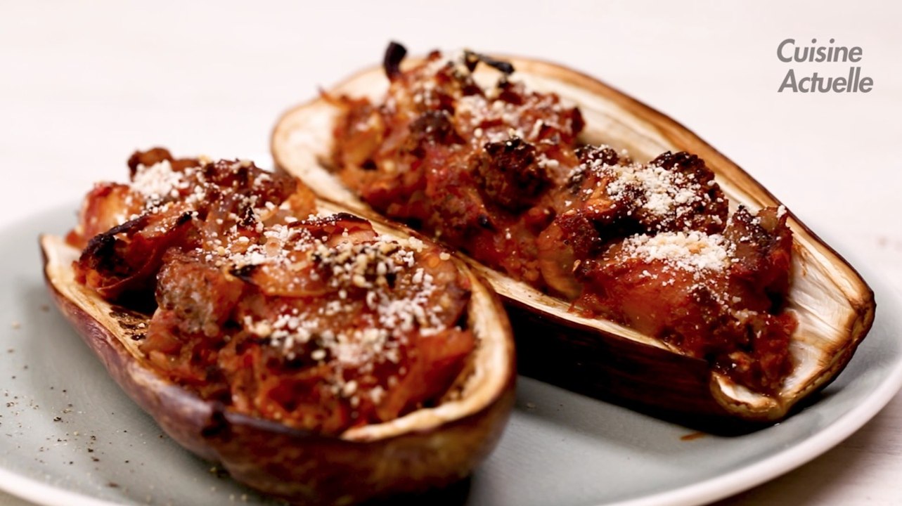 Aubergines farcies à la viande de boeuf hachée