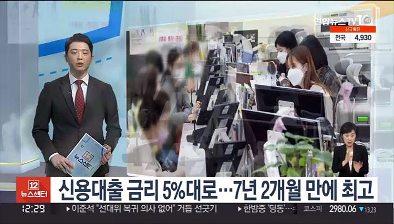 신용대출 금리 5%대로…7년 2개월 만에 최고