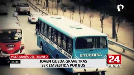 VMT: bus chocó contra auto y conductor fugó dejando a una mujer herida