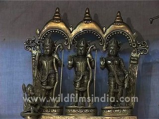 Indian brass-work on sale at Dilli Haat