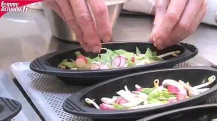 Papillote de gambas à lhuile de sésame et légumes croquants