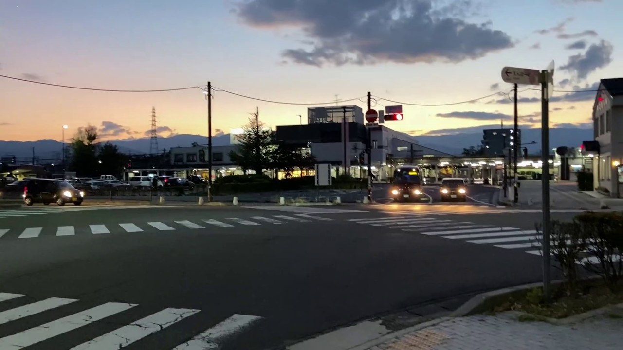 Shiojiri Station : Sunset~Night City Walk [Nagano Japan Vlog ASMR]