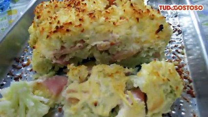 Couve-flor recheada com presunto e queijo