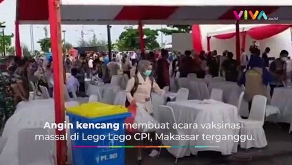 Angin Kencang Porak-porandakan Tenda Acara Vaksinasi