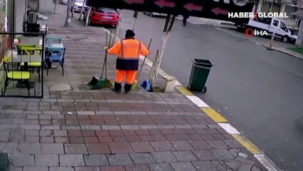 İstanbul'da süpürge hırsızı köpek temizlik görevlisini böyle peşinden koşturdu