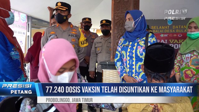 Kapolres Probolinggo Tinjau Vaksinasi Serentak, di Desa Bulang Kecamatan Gending Kabupaten Probolinggo
