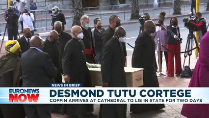 Archbishop Desmond Tutu funeral cortege arrives at Cape Town cathedral