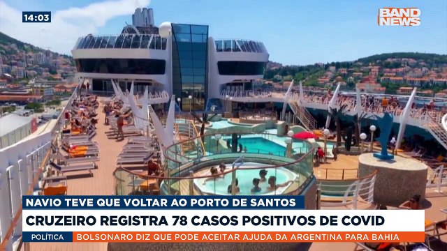 Navio atracado em Santos tem 51 tripulantes e 27 passageiros com teste positivo para covid-19