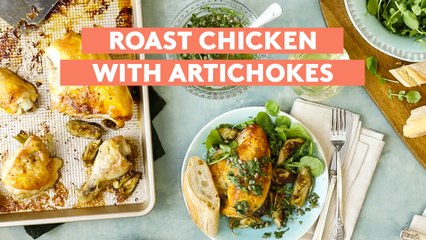 Roast Chicken and Artichokes With Cilantro-Caper Sauce