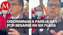 Denuncian discriminación a pareja gay por besarse en Six Flags; 