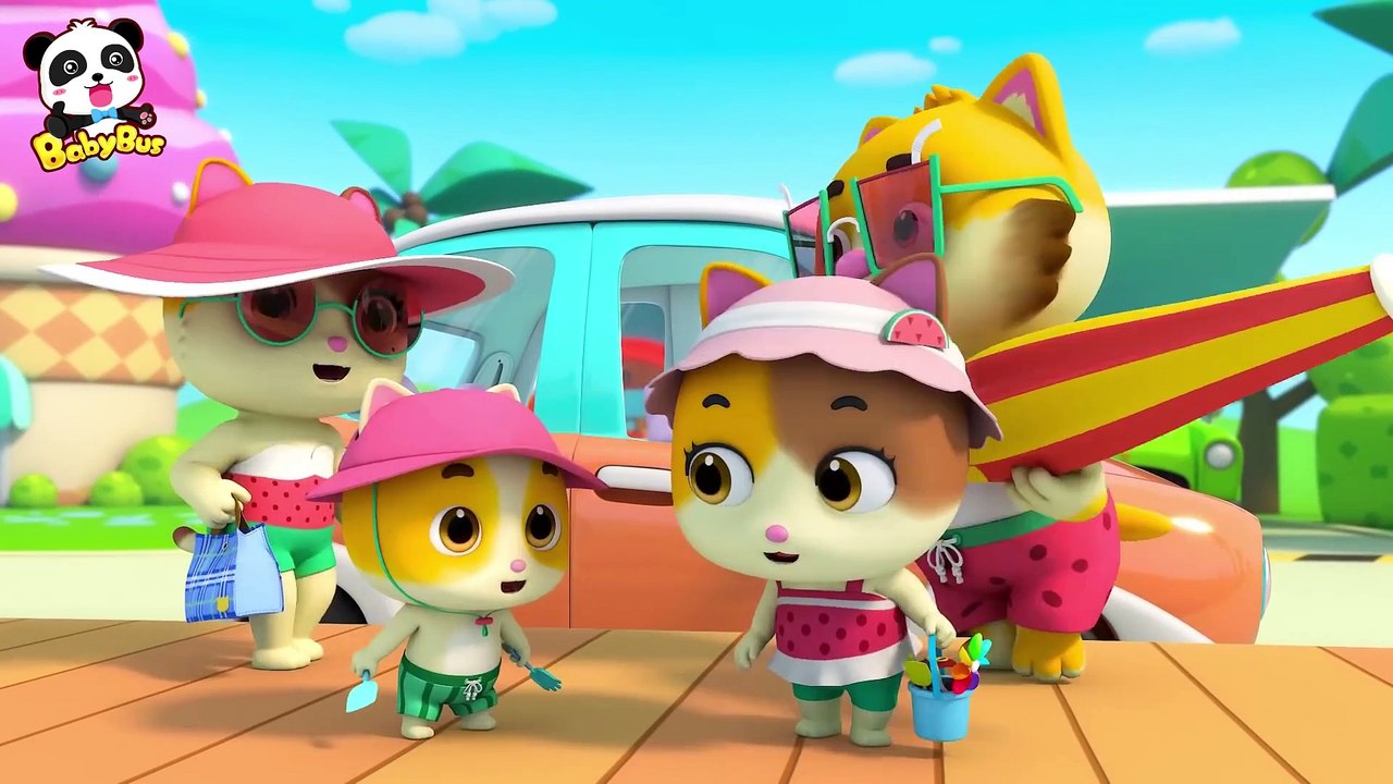 Play at the Beach | Safety for Kids | Kitten Family | Nursery Rhymes & Kid Songs | BabyBus