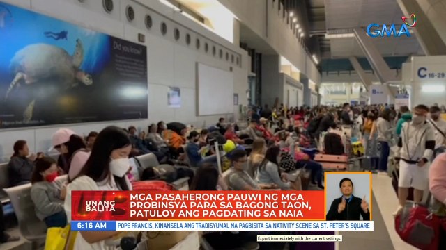 Mga pasaherong pauwi ng mga probinsya para sa Bagong Taon, patuloy ang pagdating sa NAIA | UB