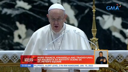 Pope Francis, kinansela ang tradisyunal na pagbisita sa nativity scene sa St. Peter's Square | UB