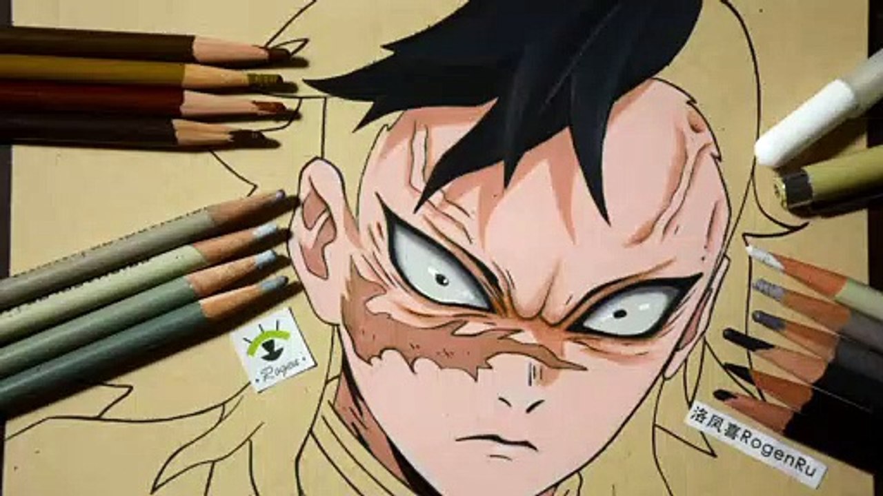 How to draw manga of Demon Slayer - Shinazugawa Genya using prismacolor pencils part 1[68]