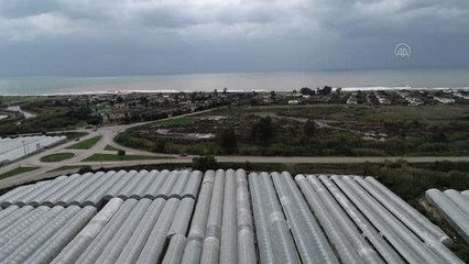 (DRONE) Kumluca'da sağanak nedeniyle seraları su bastı (3)