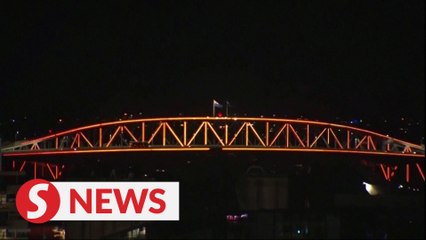 Auckland light show ushers in New Zealand's New Year