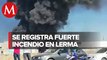 Reportan incendio en fábrica de pinturas de zona industrial de Lerma, Edomex