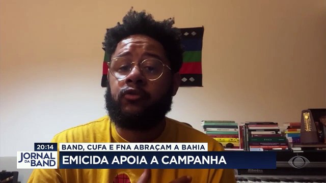 Emicida apoia a campanha Band, Cufa e FNA abraçam a Bahia, que tem o objetivo de ajudar as mais de 70 cidades que estão em situação de emergência.