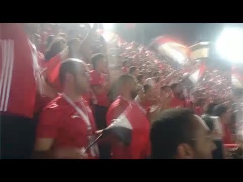 فرحة المشجعين بالهدف الأول لمنتخب مصر من داخل مدرجات استاد القاهرة