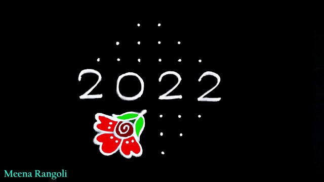 Beautiful flowers rangoli design for new year 2022 - new year kolam 2022 - new year muggulu 2022