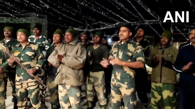BSF jawans celebrate on eve of New Year 2022 in Poonch of Jammu and Kashmir
