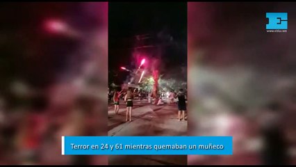 Terror mientras quemaban a Groot en 24 y 61: la pirotecnia salió contra el público
