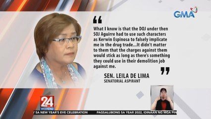 Nagkomento si Senadora Leila de Lima sa pagkakabasura ng drug cases laban kay Kerwin Espinosa, Peter Co at iba pa | 24 Oras Weekend