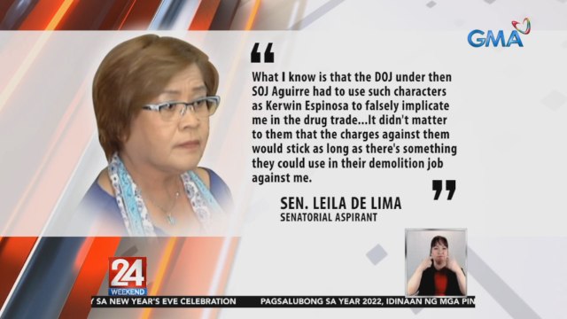Nagkomento si Senadora Leila de Lima sa pagkakabasura ng drug cases laban kay Kerwin Espinosa, Peter Co at iba pa | 24 Oras Weekend