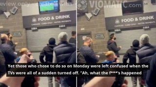 Fan turns off TVs showing Newcastle 1-1 Man Utd with remote control at St. James' Park