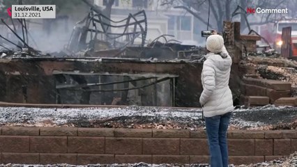 Snow covers fire-scarred Colorado neighborhood