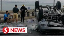 Buzzkill: Crates of beer spilt on Penang Bridge after delivery truck overturns
